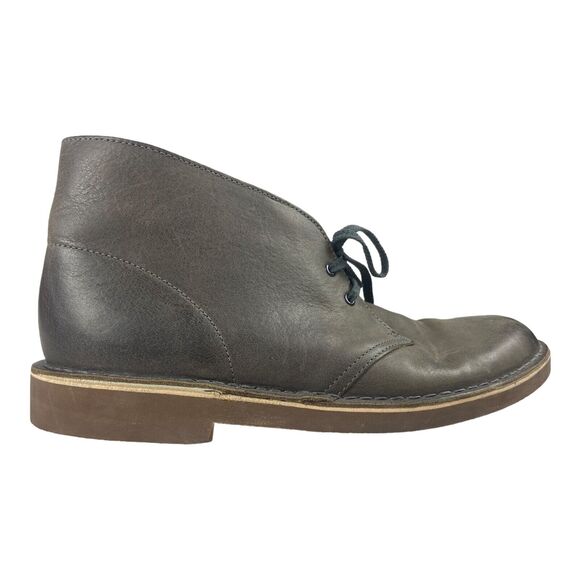 Clarks Mens Gray Leather Casual Lace Up Chukka Ankle Boots Size 10M - Picture 1 of 9